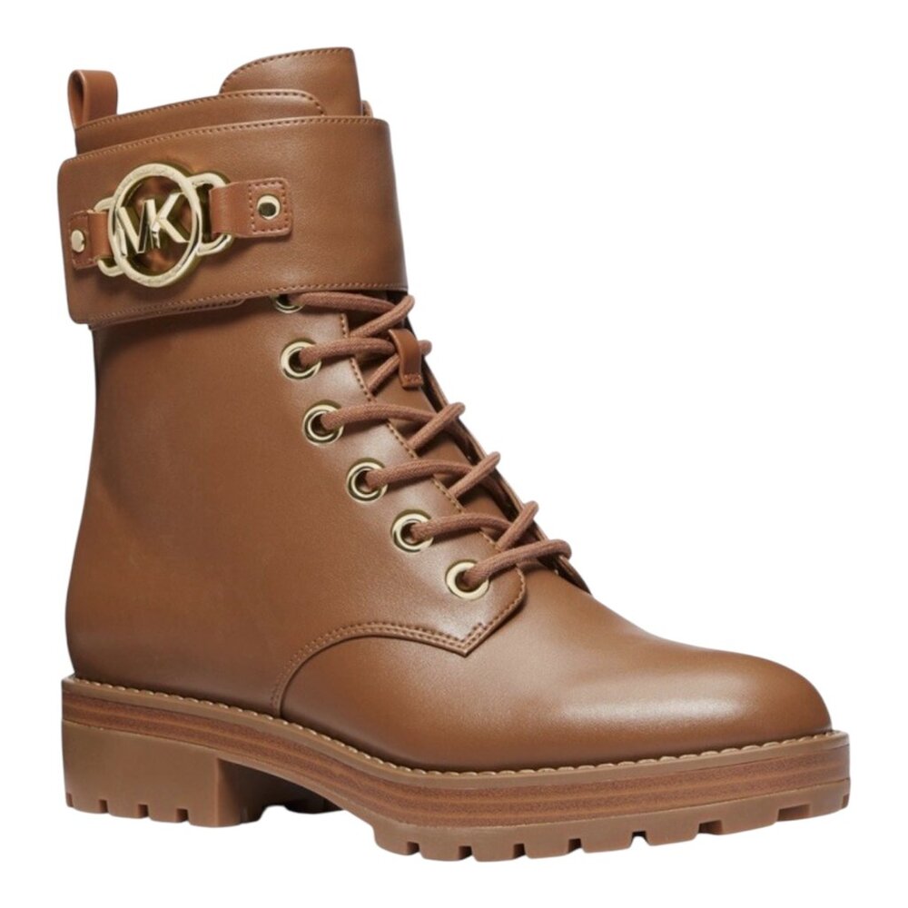 Michael Kors Rory Lace-Up Bootie Luggage Brown Size 8